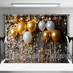 Lofaris Golden Sequin Balloons Christmas Photo Backdrop