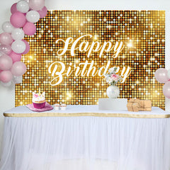 Lofaris Golden Sequins Reflective Happy Birthday Backdrop