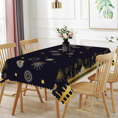 Lofaris Golden Sparkle Patterns Black Rectangle Tablecloth