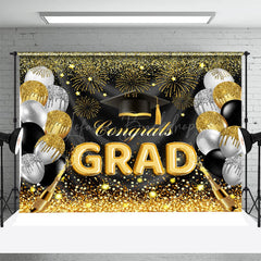 Lofaris Golden Sparkling Balloon Star Graduation Backdrop