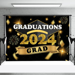 Lofaris Golden Sparkling Ribbons Hat Graduation Backdrop