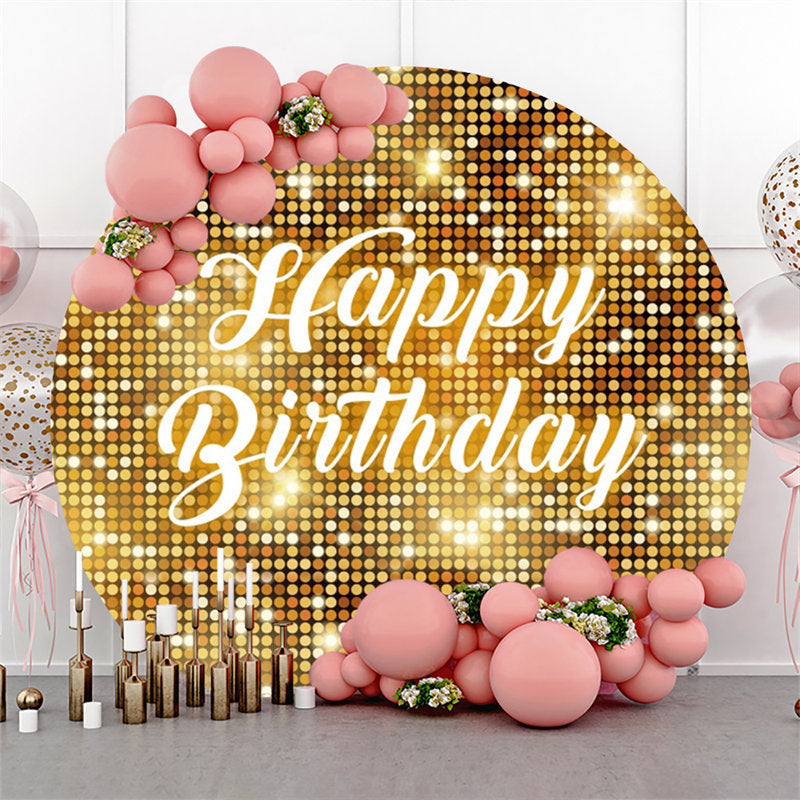 Lofaris Golden Sparkling Sequin Round Birthday Backdrop