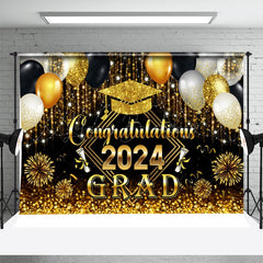 Lofaris Golden Sparkling Tassel Balloon Graduation Backdrop