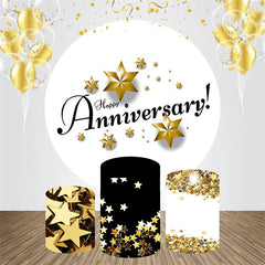 Lofaris Golden Stars Simple Round Anniversary Backdrop Kit