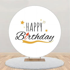 Lofaris Golden Stars White Simple Round Birthday Backdrop