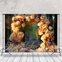 Lofaris Golden Sunshine Floral Arch Bokeh Flower Backdrop