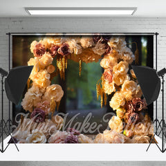 Lofaris Golden Sunshine Floral Arch Bokeh Flower Backdrop