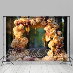 Lofaris Golden Sunshine Floral Arch Bokeh Flower Backdrop