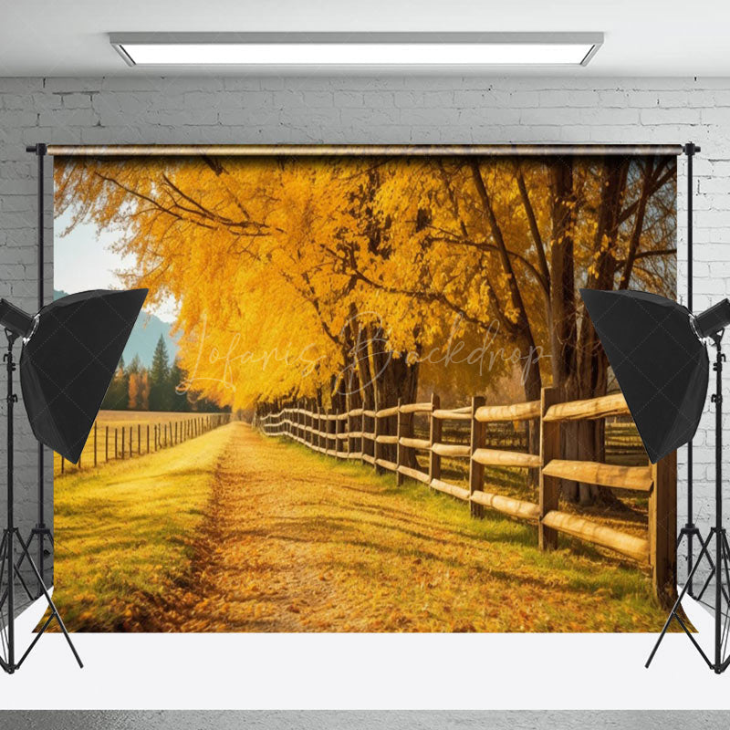 Lofaris Golden Trees On The Road Autumn Backdrop For Photo