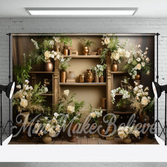 Lofaris Golden Vase Cabinet Rack Flowers Spring Backdrop