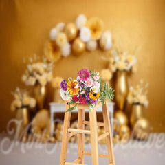 Lofaris Golden Wall Floral Eggs Photography Easter Backdrop