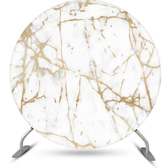 Lofaris Golden White Abstract Marble Round Birthday Backdrop