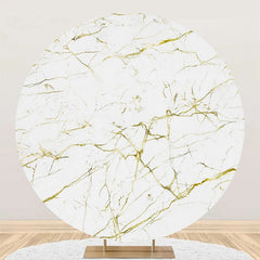 Lofaris Golden White Marble Texture Round Birthday Backdrop