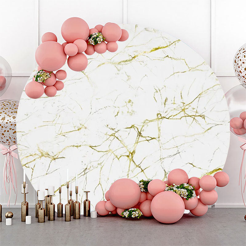 Lofaris Golden White Marble Texture Round Birthday Backdrop