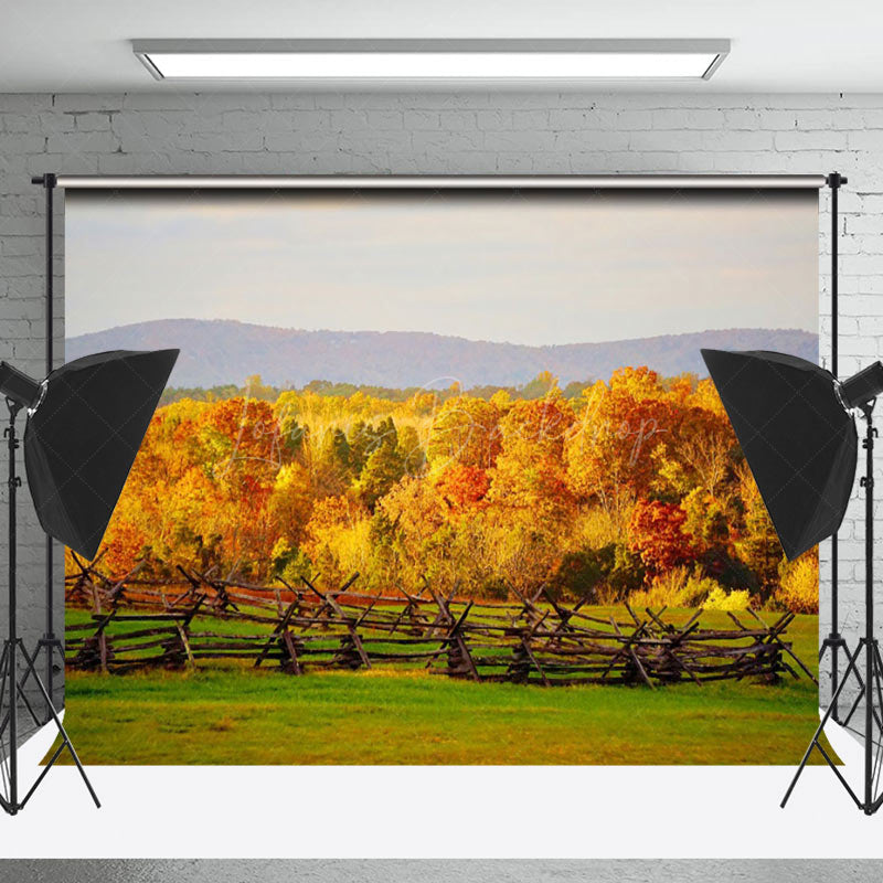 Lofaris Golden Yellow Woods Autumn Outdoor Natural Backdrop