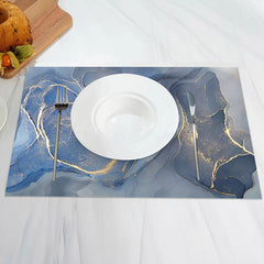 Lofaris Gradient Blue Golden Abstract Set Of 4 Placemats