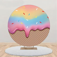 Lofaris Gradient Ice Cream Plaid Round Backdrop For Birthday