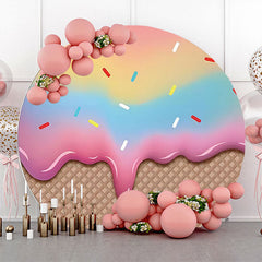 Lofaris Gradient Ice Cream Plaid Round Backdrop For Birthday