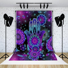 Lofaris Gradient Mandala Hamasa Hand Dots Light Backdrop