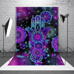 Lofaris Gradient Mandala Hamasa Hand Dots Light Backdrop