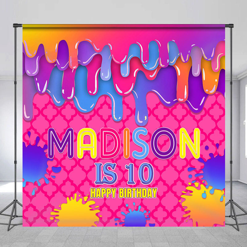 Lofaris Gradient Pigment Graffiti Custom 10Th Birthday Backdrop