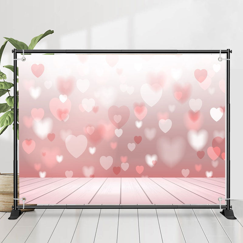 Lofaris Gradient Pink White Heart Valentines Day Backdrop