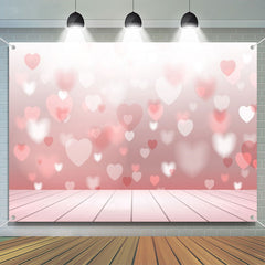 Lofaris Gradient Pink White Heart Valentines Day Backdrop