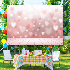 Lofaris Gradient Pink White Heart Valentines Day Backdrop