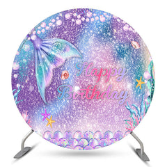 Lofaris Gradient Sparkling Mermaid Round Birthday Backdrop