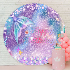 Lofaris Gradient Sparkling Mermaid Round Birthday Backdrop