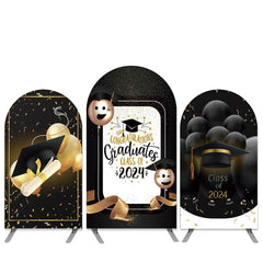 Lofaris Black Balloon Happy Graduation Arch Backdrop Kit