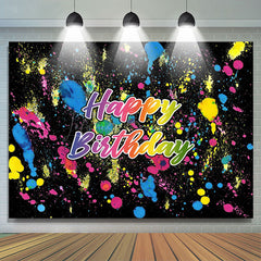 Lofaris Graffiti Black Happy Birthday Backdrop for Party