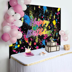 Lofaris Graffiti Black Happy Birthday Backdrop for Party