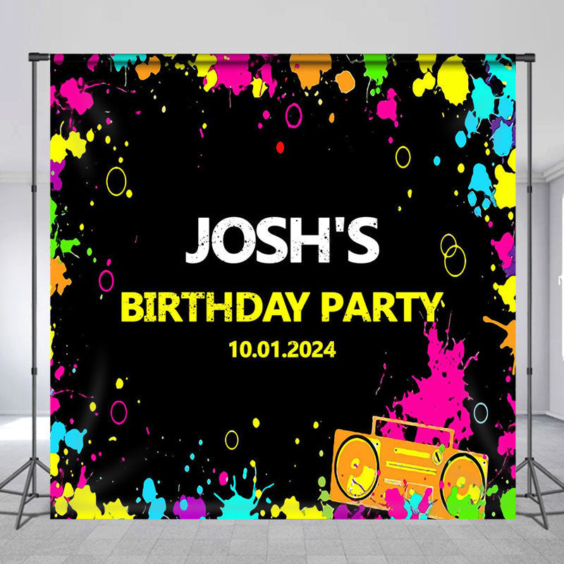 Lofaris Graffiti Black Personalized Birthday Party Backdrop