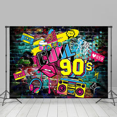 Lofaris Graffiti Brick Wall Cool 90s Disco Party Backdrop