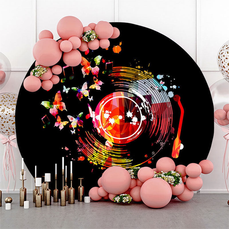 Lofaris Graffiti Phonography Record Music Round Party Backdrop