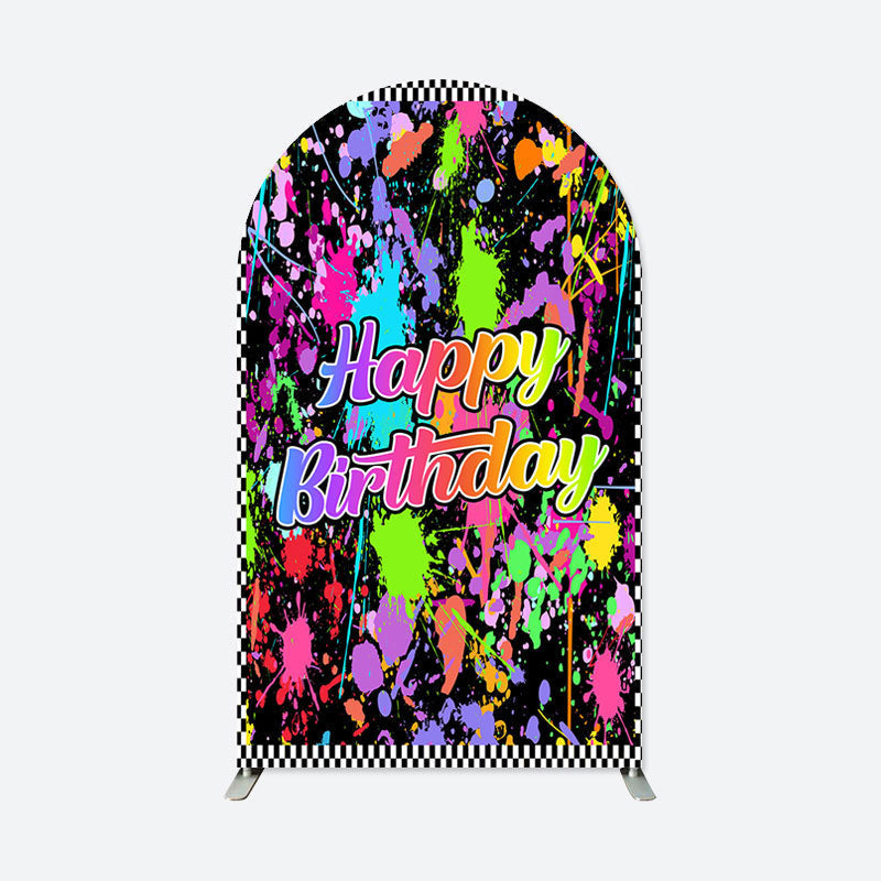 Lofaris Graffiti Splash Paint Happy Birthday Arch Backdrop