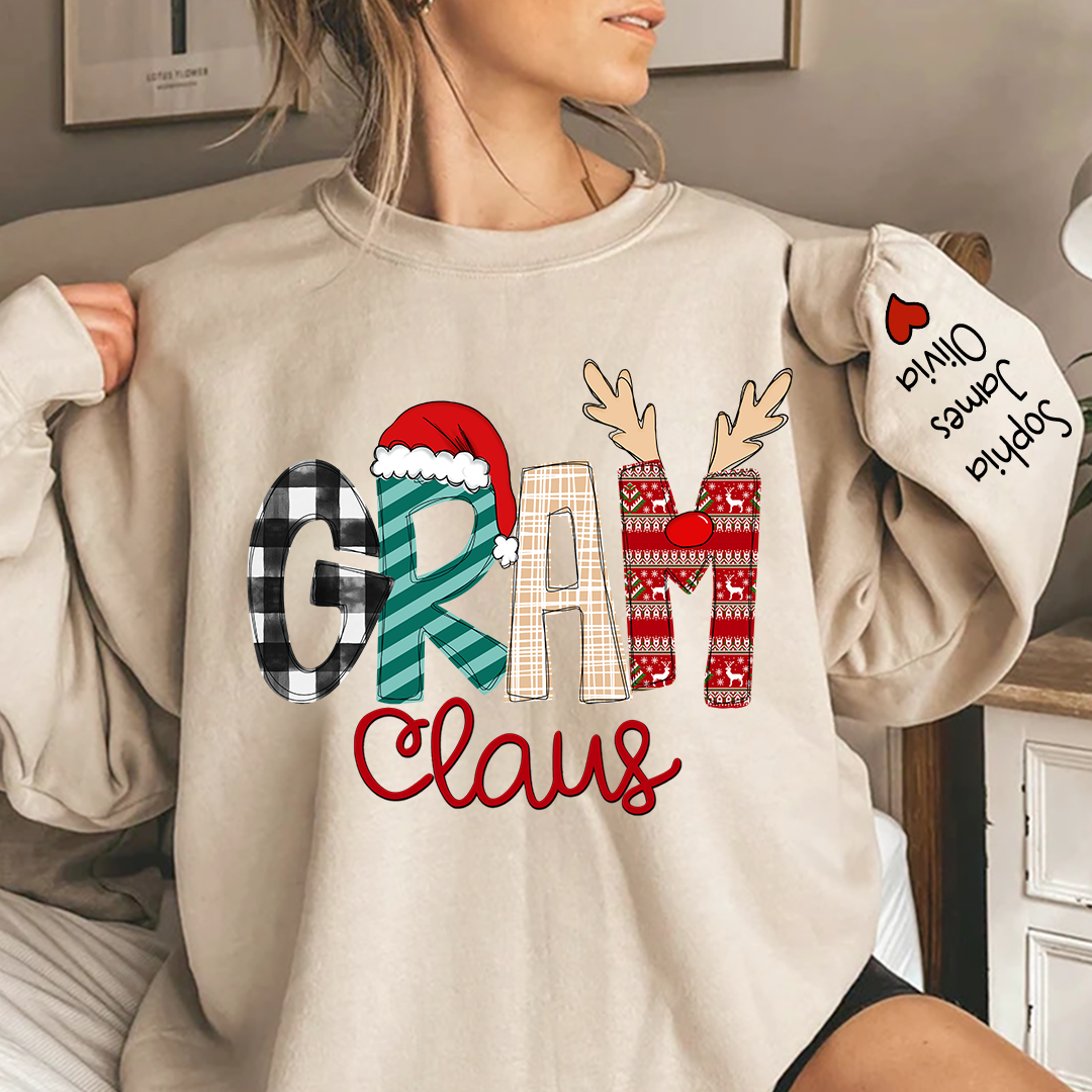 Lofaris Gram Claus Plaid Letter Christmas Custom Sweatshirt