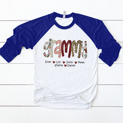 Lofaris Grammy And Kids Simple Custom Name Baseball Shirt