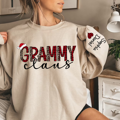 Lofaris Grammy Claus And Kids Customized Name Sweatshirt