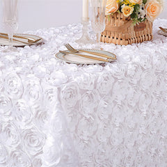 Lofaris Grandiose Rosette 3D Satin Rectangle Tablecloth