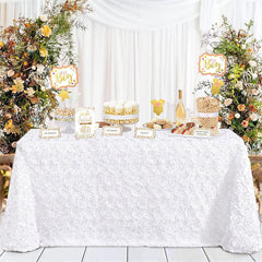 Lofaris Grandiose Rosette 3D Satin Rectangle Tablecloth