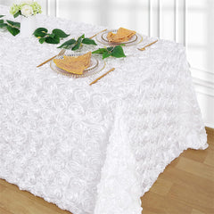 Lofaris Grandiose Rosette 3D Satin Rectangle Tablecloth