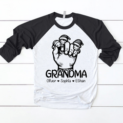 Lofaris Grandkid Hand Christmas Custom Name Baseball Shirt