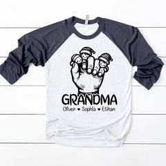 Lofaris Grandkid Hand Christmas Custom Name Baseball Shirt