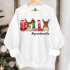 Lofaris Grandkid Names And Grandma Life Christmas Sweatshirt