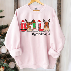 Lofaris Grandkid Names And Grandma Life Christmas Sweatshirt