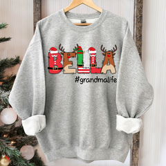 Lofaris Grandkid Names And Grandma Life Christmas Sweatshirt