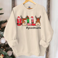 Lofaris Grandkid Names And Grandma Life Christmas Sweatshirt