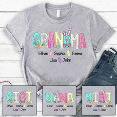 Lofaris Grandma And Grandkids Custom Easter Bunny T-Shirt